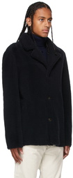 Yves Salomon Reversible Navy Shearling & Suede Jacket