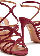 Aquazzura Serenade 105 Raffia Sandals Burgundy