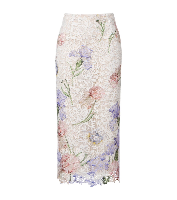 Photo: Oscar de la Renta Floral guipure lace midi skirt