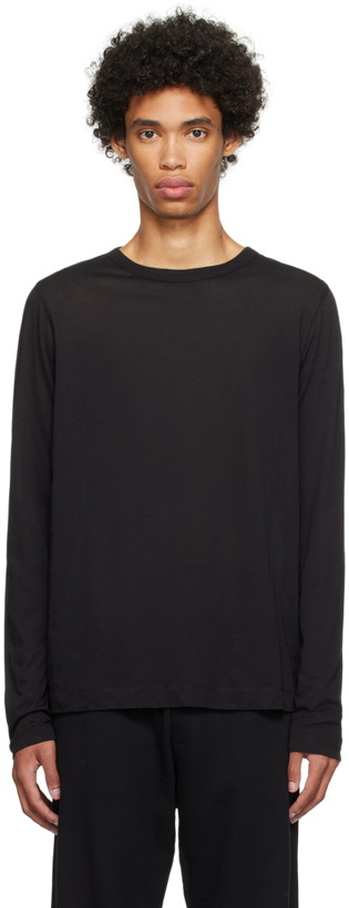 Photo: Dries Van Noten Black Semi-Sheer Long Sleeve T-Shirt