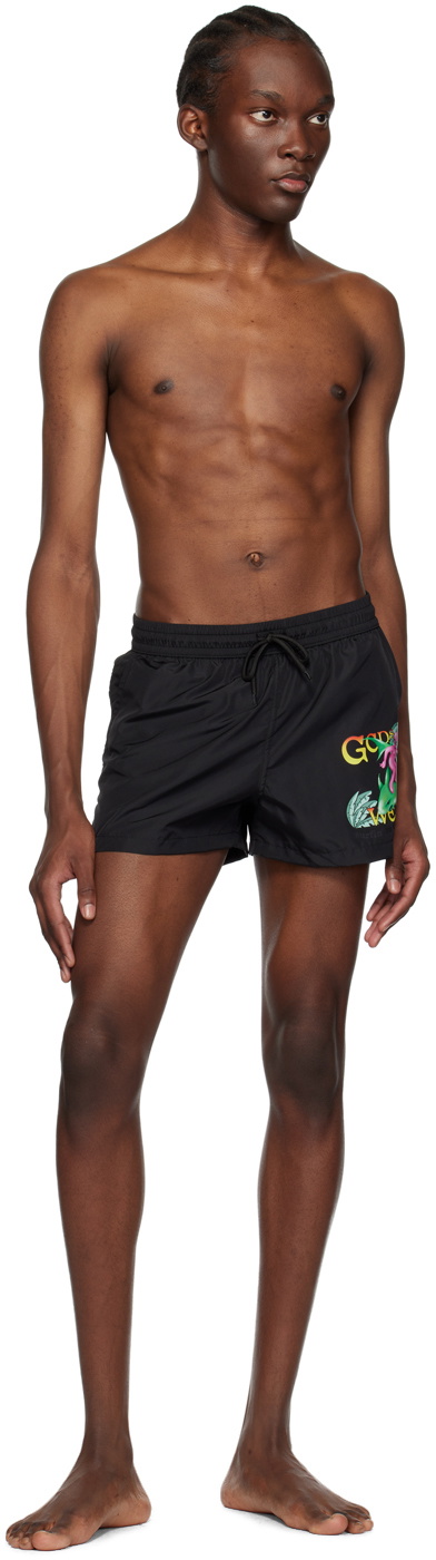 GCDS Black Surfing Wirdo Swim Shorts