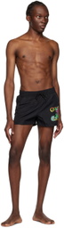 GCDS Black Surfing Wirdo Swim Shorts
