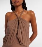 Elie Saab Gathered silk georgette bodysuit