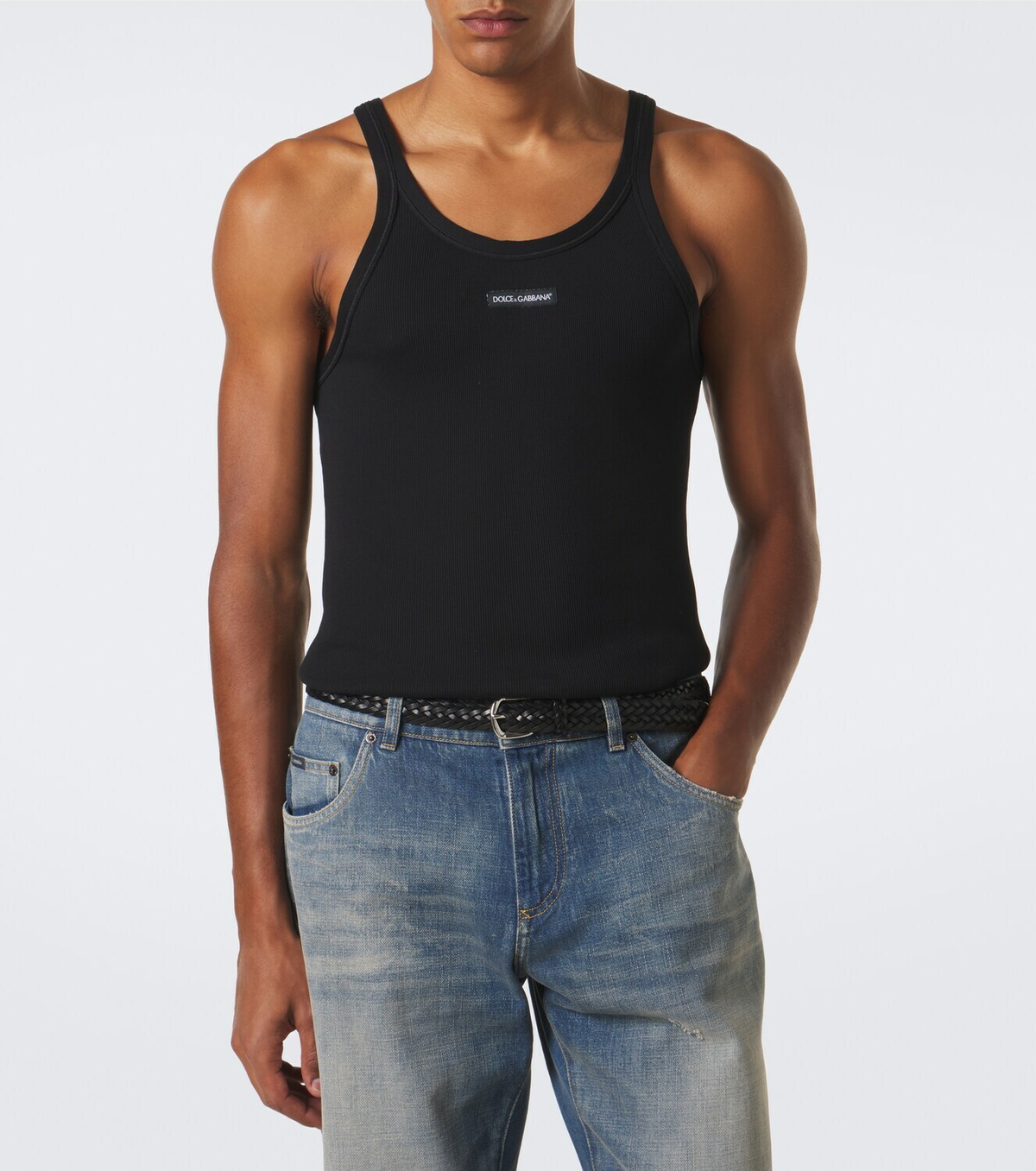 Dolce&Gabbana Logo ribbed-knit cotton tank top