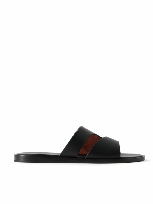 Photo: Loro Piana - Pilat Plain Walk Cutout Leather Sandals - Black