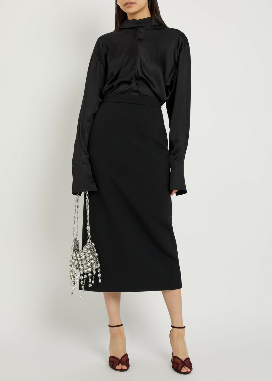 Roksanda Amel Crepe Midi Skirt Black