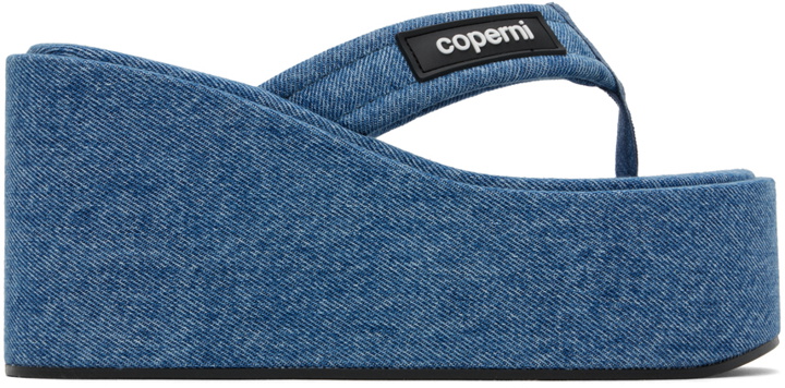 Photo: Coperni Blue Denim Branded Wedge Sandals