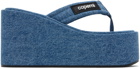 Coperni Blue Denim Branded Wedge Sandals