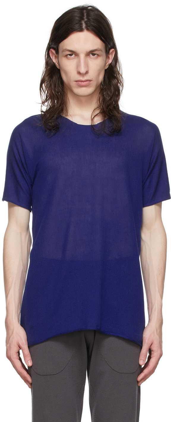 Label Under Construction Blue Cotton T-Shirt