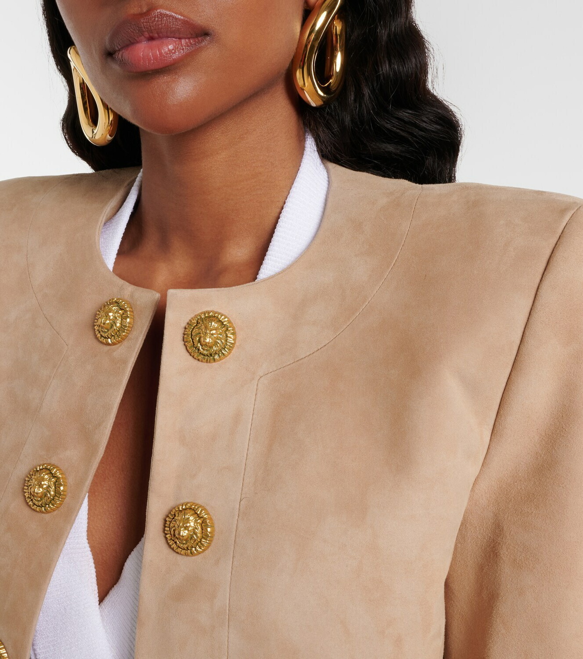 Balmain Suede cropped jacket