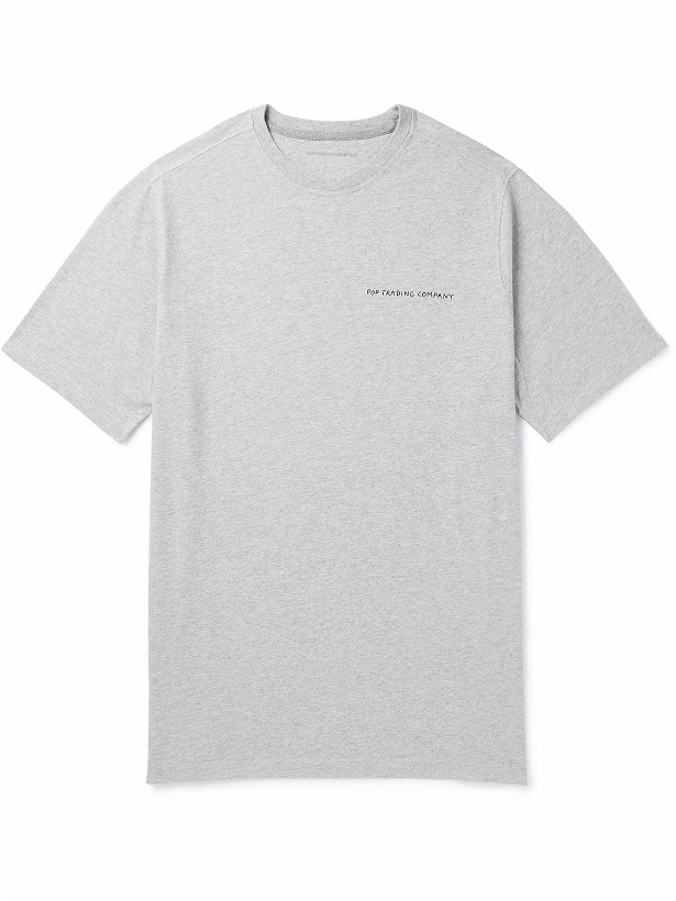 Photo: Pop Trading Company - Floor Island Logo-Print Cotton-Jersey T-Shirt - Gray