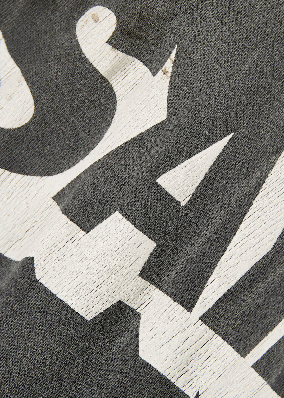 Saint Mxxxxxx Alpha Logo-print Distressed Cotton T-shirt Black