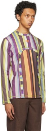 Phlemuns Multicolor Striped Backless Long Sleeve T-Shirt
