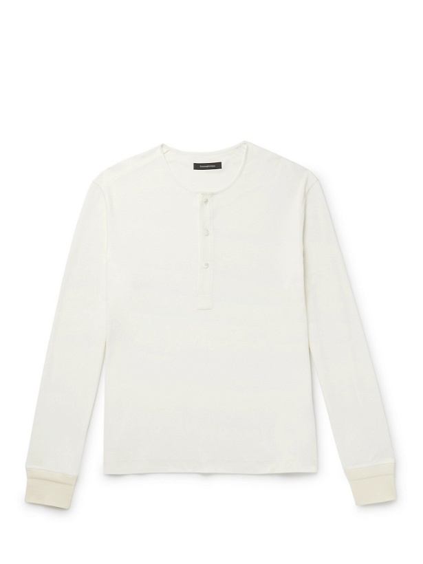 Photo: ERMENEGILDO ZEGNA - Cotton and Silk-Blend Henley T-Shirt - White