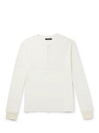 ERMENEGILDO ZEGNA - Cotton and Silk-Blend Henley T-Shirt - White