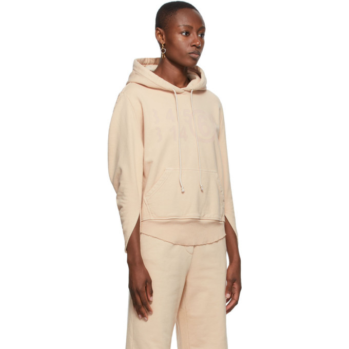 MM6 Maison Margiela Beige Circle Logo Hoodie MM6 Maison Margiela