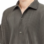 Homme Plissé Issey Miyake Men's Pleated Short Sleeve Shirt in Ebony Khaki