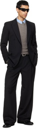TONYWACK Black Wool Double-Pleated Wide Trousers
