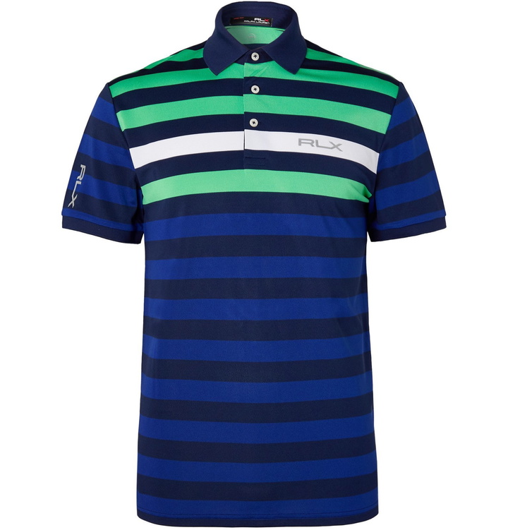 Photo: RLX Ralph Lauren - Striped Tech-Piqué Golf Polo Shirt - Blue