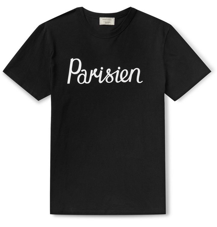 Photo: Maison Kitsuné - Printed Cotton-Jersey T-Shirt - Black