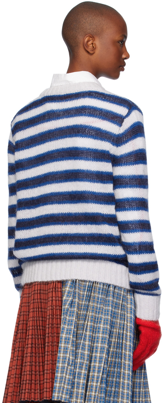 Charles Jeffrey LOVERBOY Blue & White Mohair Gloves Sweater