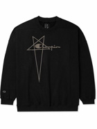 Rick Owens - Champion Jumbo Logo-Embroidered Cotton-Jersey Sweatshirt - Black