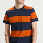 YMC Men's Wild Ones Block Stripe T-Shirt in Navy/Spice