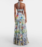 Camilla Floral tiered silk maxi skirt