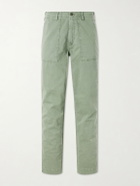 Hartford - Fatigue Straight-Leg Herringbone Cotton Trousers - Green