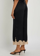 Rixo Marcela Lace-trim Wide-leg Satin Trousers Black