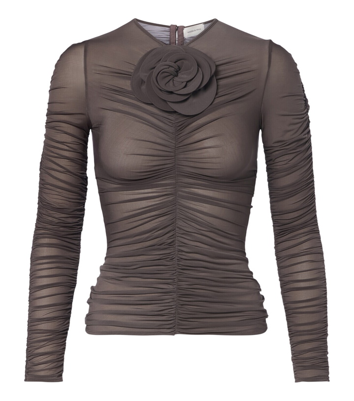 Photo: Magda Butrym Floral-appliqué ruched top