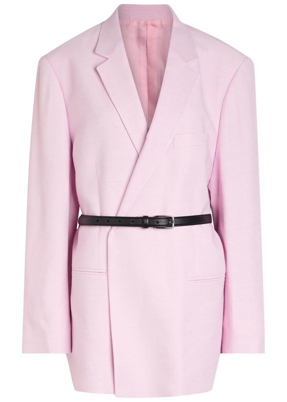 Photo: Armarium Rea Belted Slubbed Woven Blazer Pink
