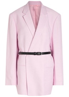 Armarium Rea Belted Slubbed Woven Blazer Pink