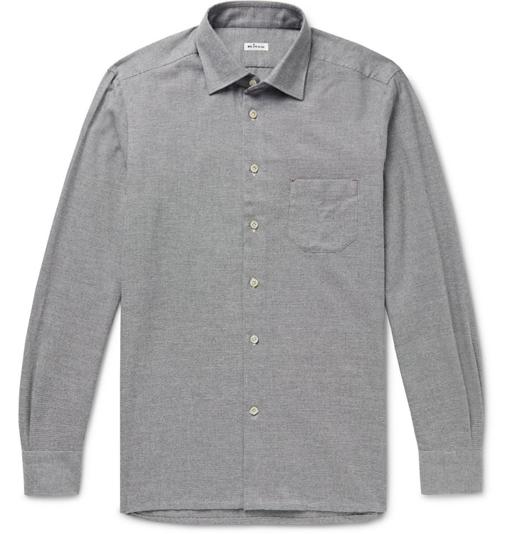 Photo: Kiton - Slim-Fit Cotton-Flannel Shirt - Gray