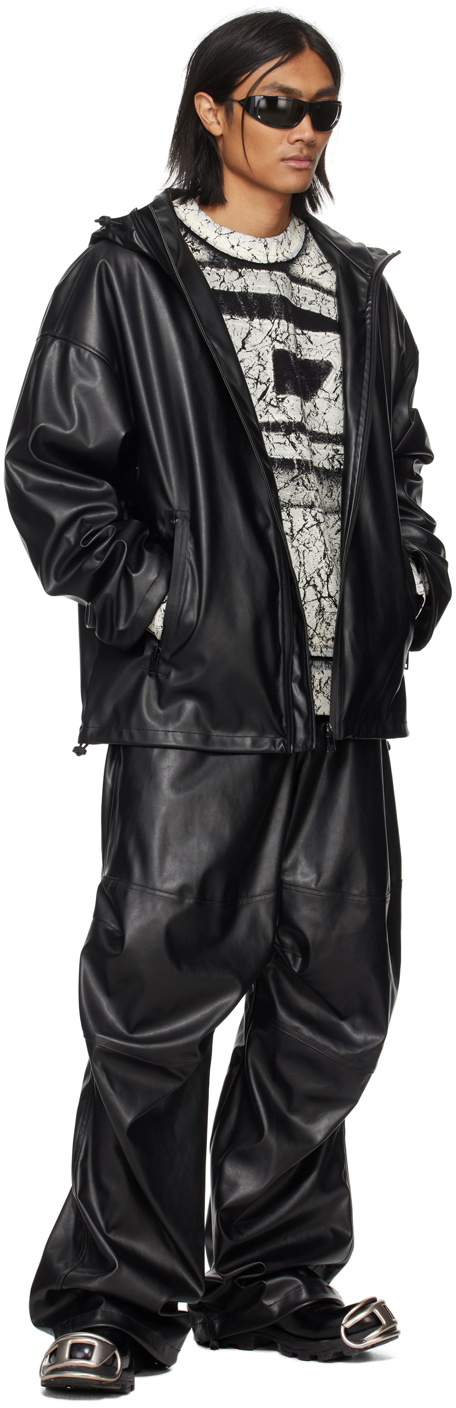 Diesel Black P-Marty-LTH Faux-Leather Trousers Diesel