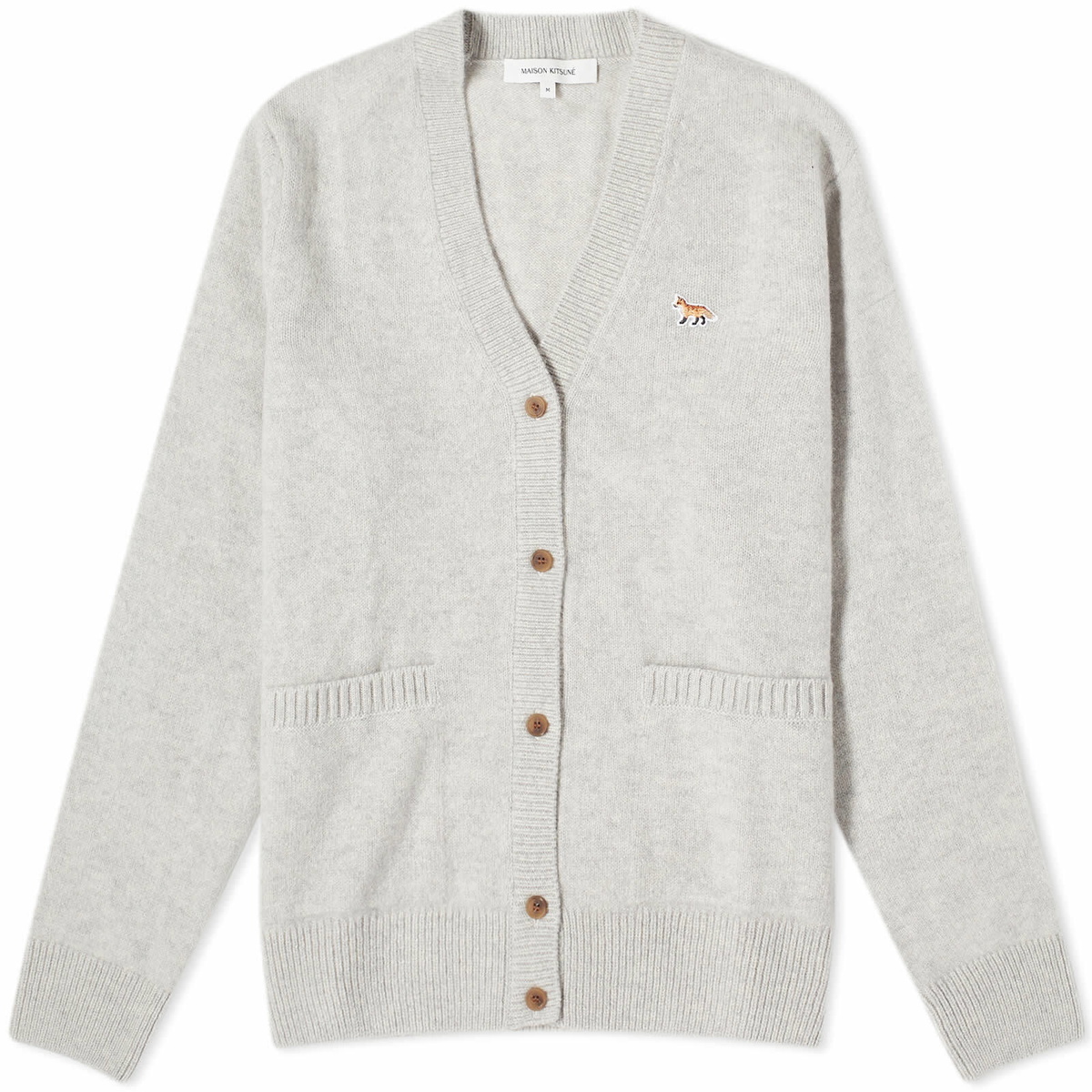 Maison Kitsuné Women's Baby Fox Patch Boxy Cardigan in Light