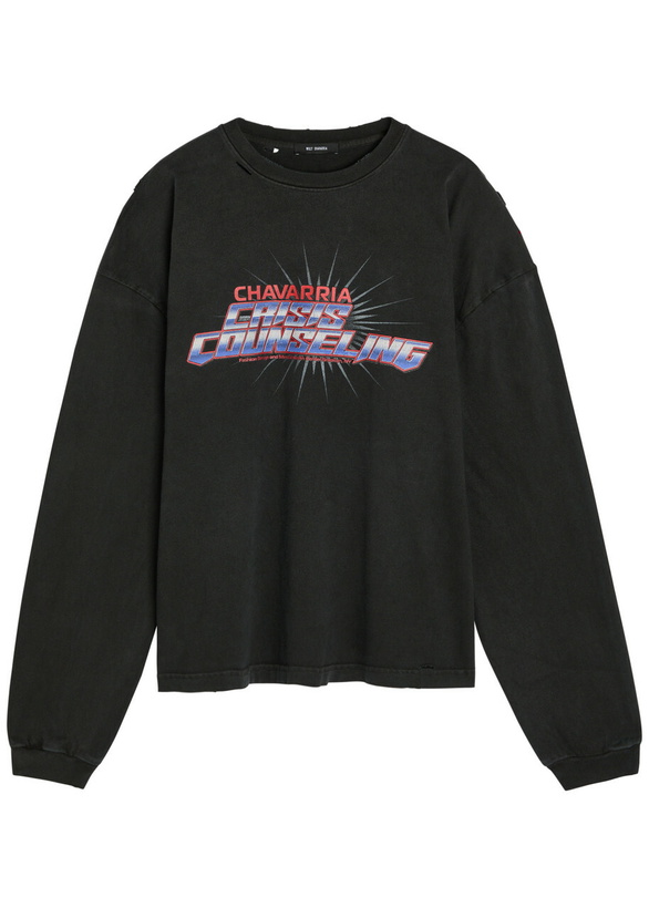 Photo: Willy Chavarria Crisis Counselling Printed Cotton T-shirt Black