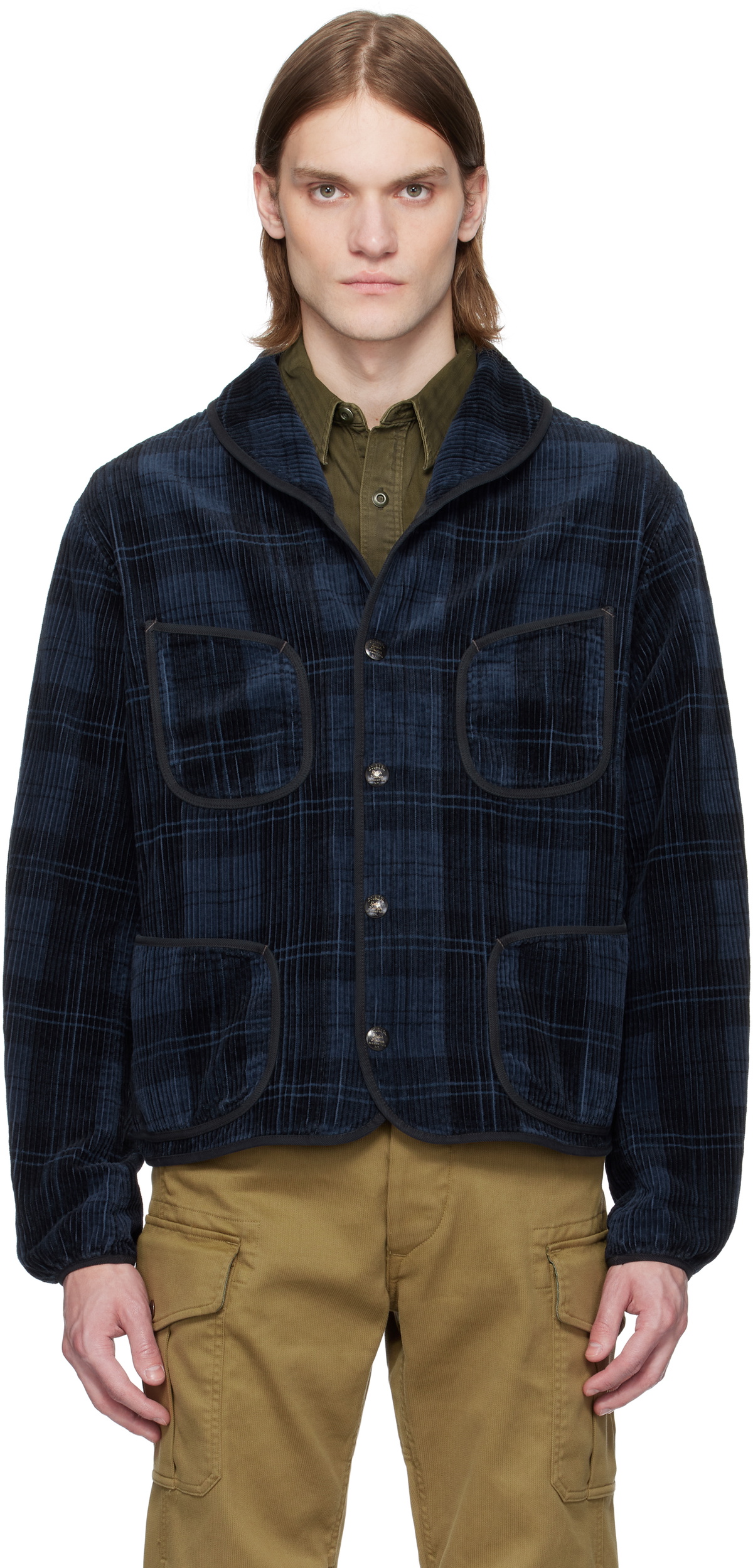 RRL Gray Tweed-Print Corduroy Jacket RRL RRL Gray Tweed-Print Corduroy Jacket RRL