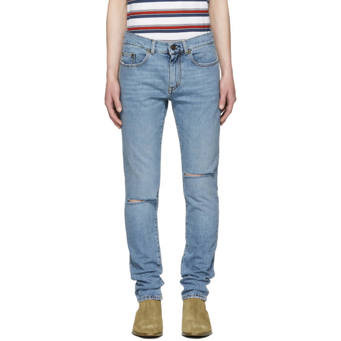 Photo: Saint Laurent Blue Skinny Trash Jeans