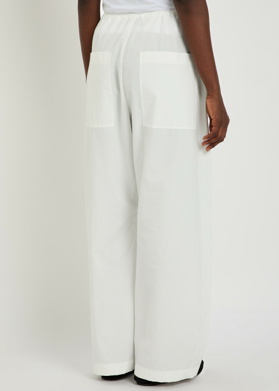 Studio Nicholson Drawstring Straight-leg Cotton Trousers White