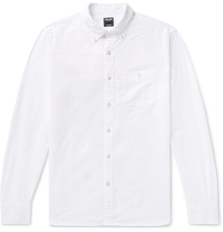Photo: Todd Snyder - Slim-Fit Button-Down Collar Striped Cotton-Seersucker Shirt - White