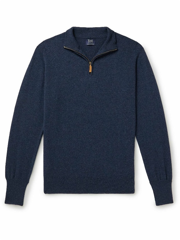 Photo: William Lockie - Oxton Cashmere Half-Zip Sweater - Blue
