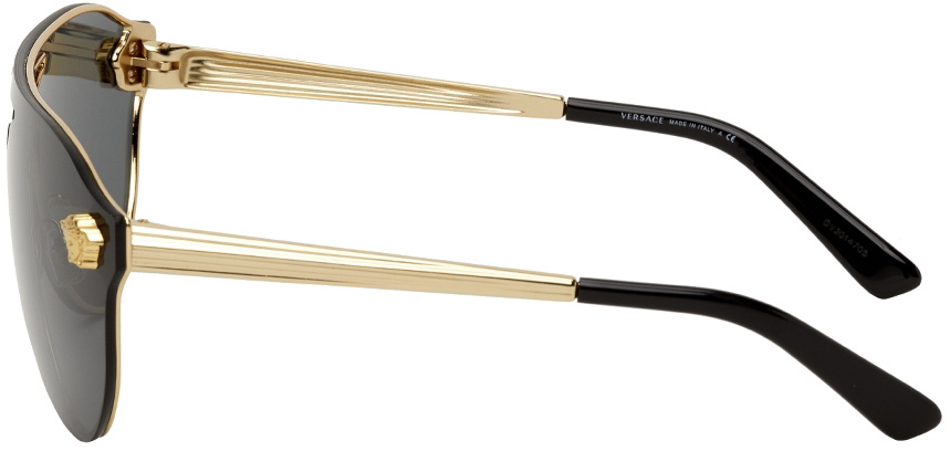 Black Aviator Sunglasses with Gold Medusa Detail Versace Black & Gold Medusa Aviator Sunglasses Versace main image 3