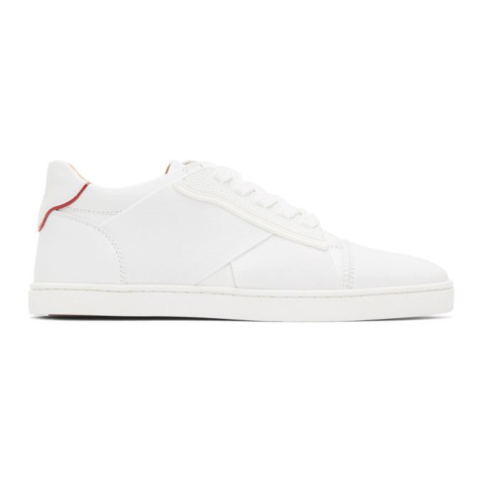 Christian Louboutin White Leather Vierissima Spikes Sneakers Size