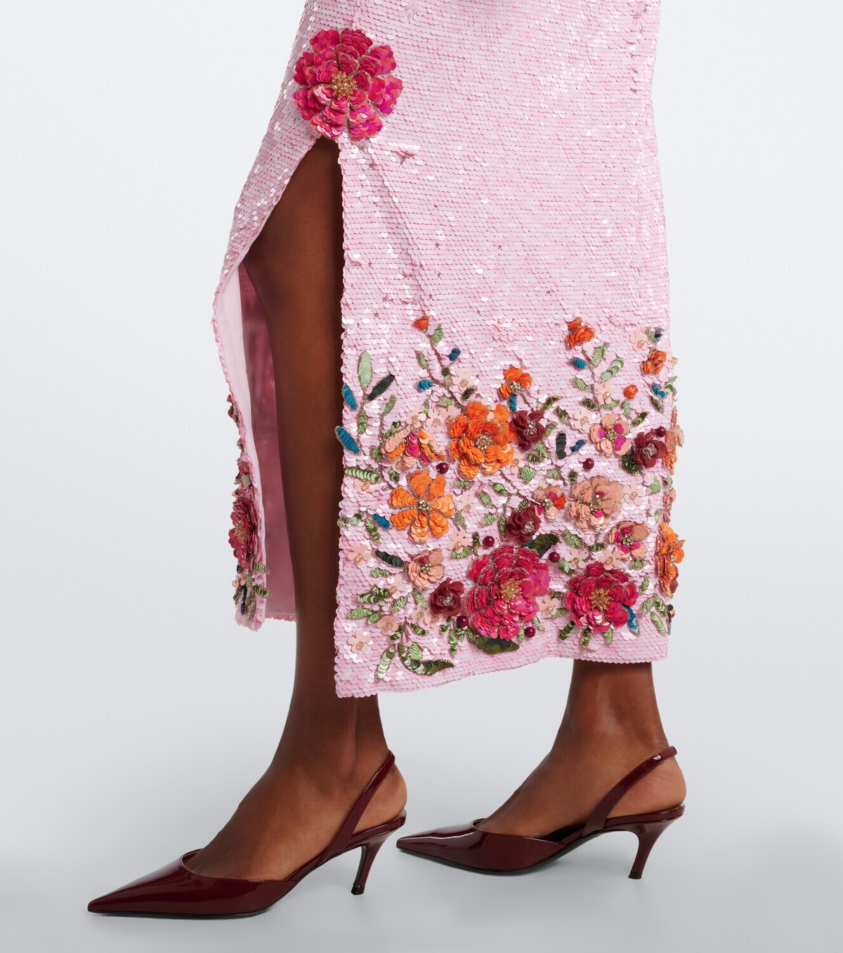 Costarellos Harlee floral-appliqué sequined cocktail dress
