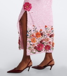 Costarellos Harlee floral-appliqué sequined cocktail dress