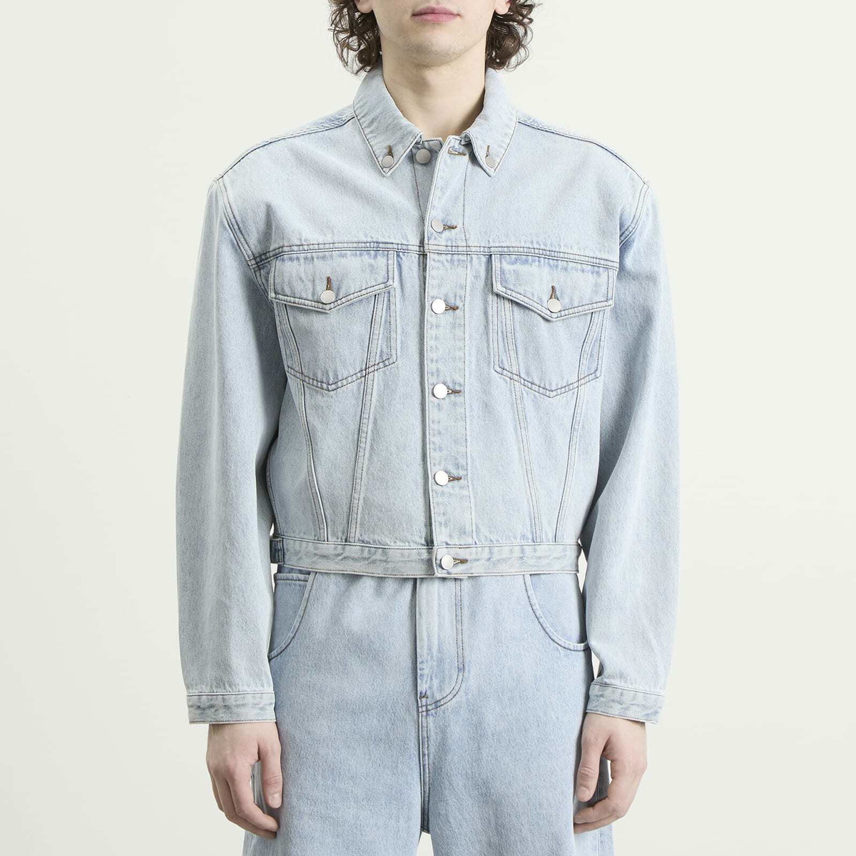 Entire Studios Men's Shrunken Denim Jacket in Old Blue