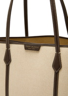 Tory Burch Perry Leather-trim Canvas Tote - Natural - One Size