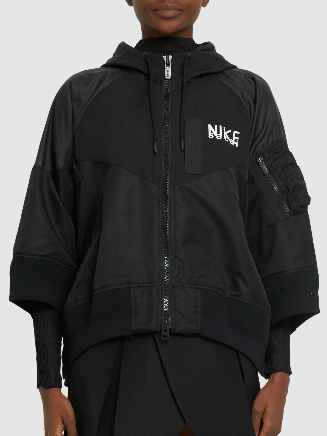 ジャケット・アウター sacai x Nike Jacket size 2 Nike X Sacai Layered Full Zip Hooded Bomber Jacket CV5732