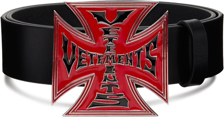 Photo: VETEMENTS Black Biker Cross Logo Jumbo Belt
